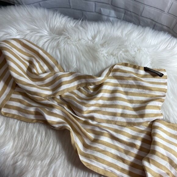 Coach Tan/White Stripe Long Rectangular Scarf - Picture 1 of 4